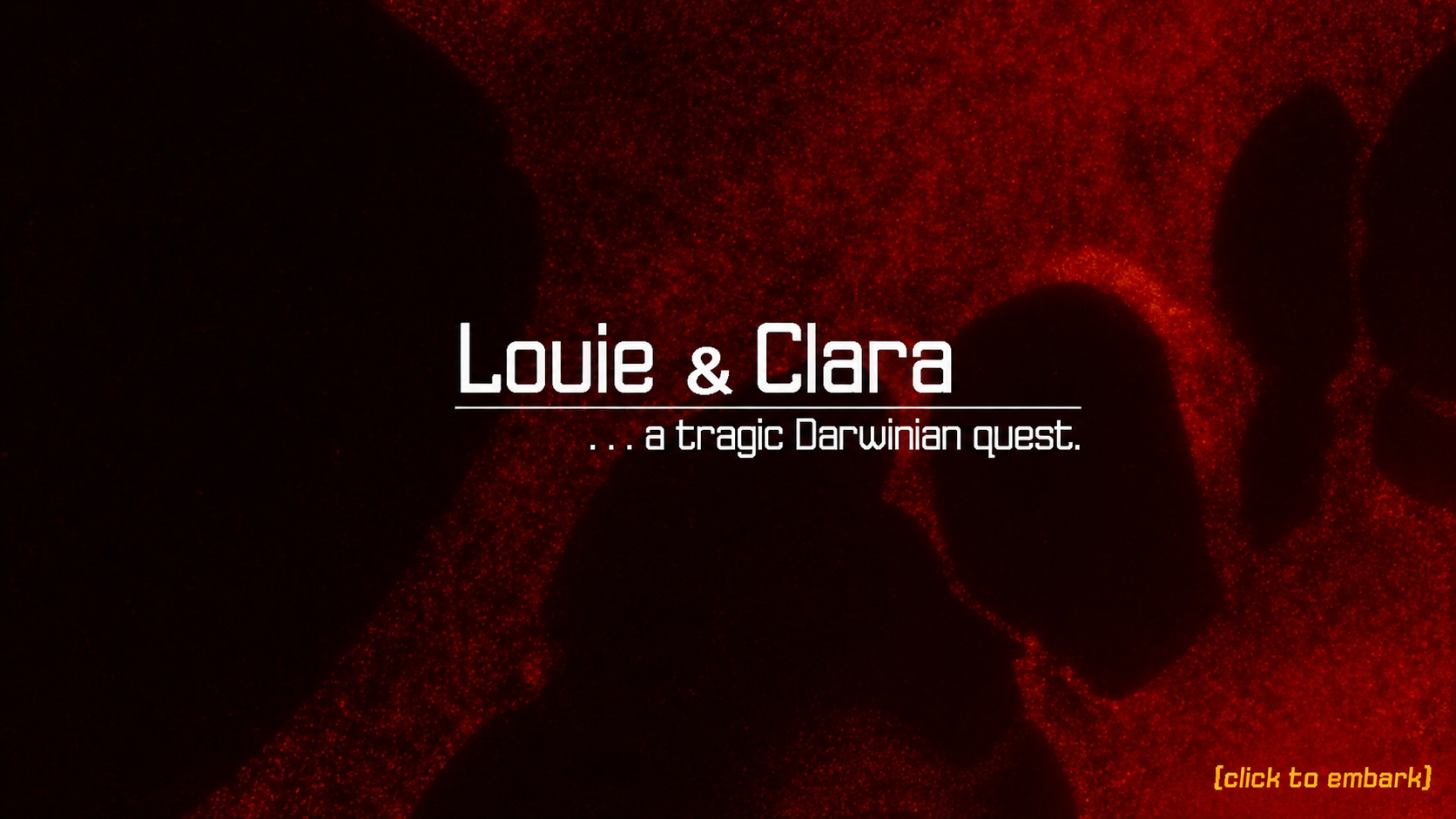 Louie and Clara title screen over a red microscopic background
