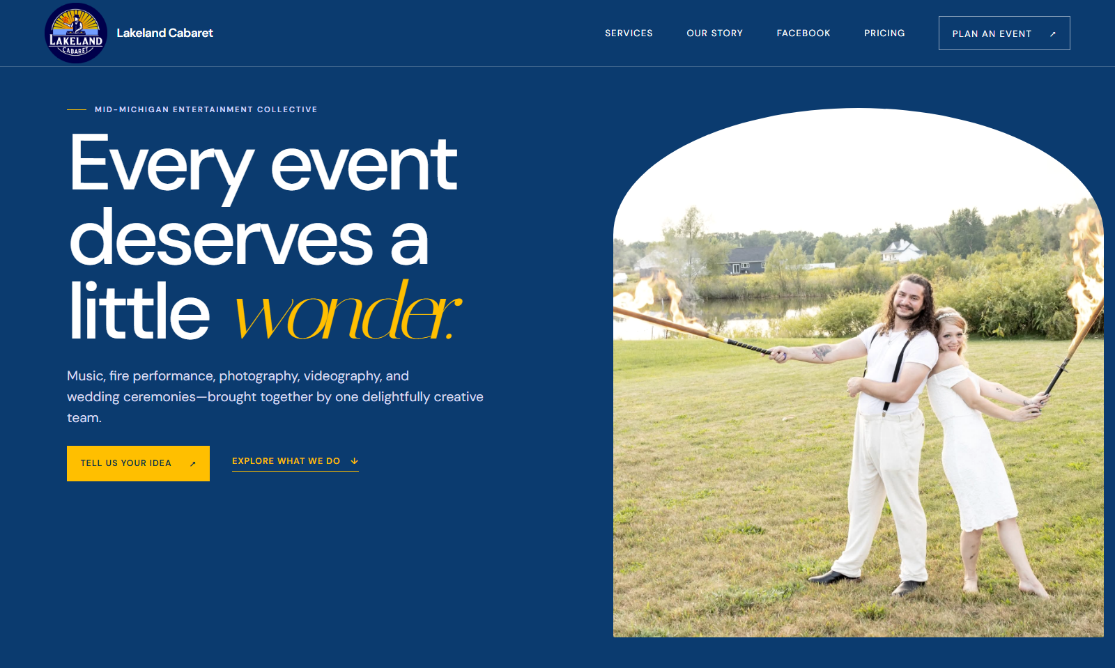 Lakeland Cabaret website featuring its Mid-Michigan entertainment services